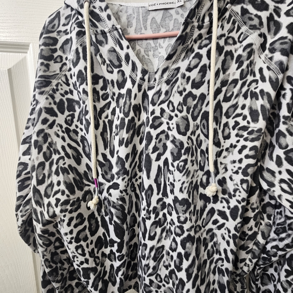 Leopard Print Hoodie with Drawstrings